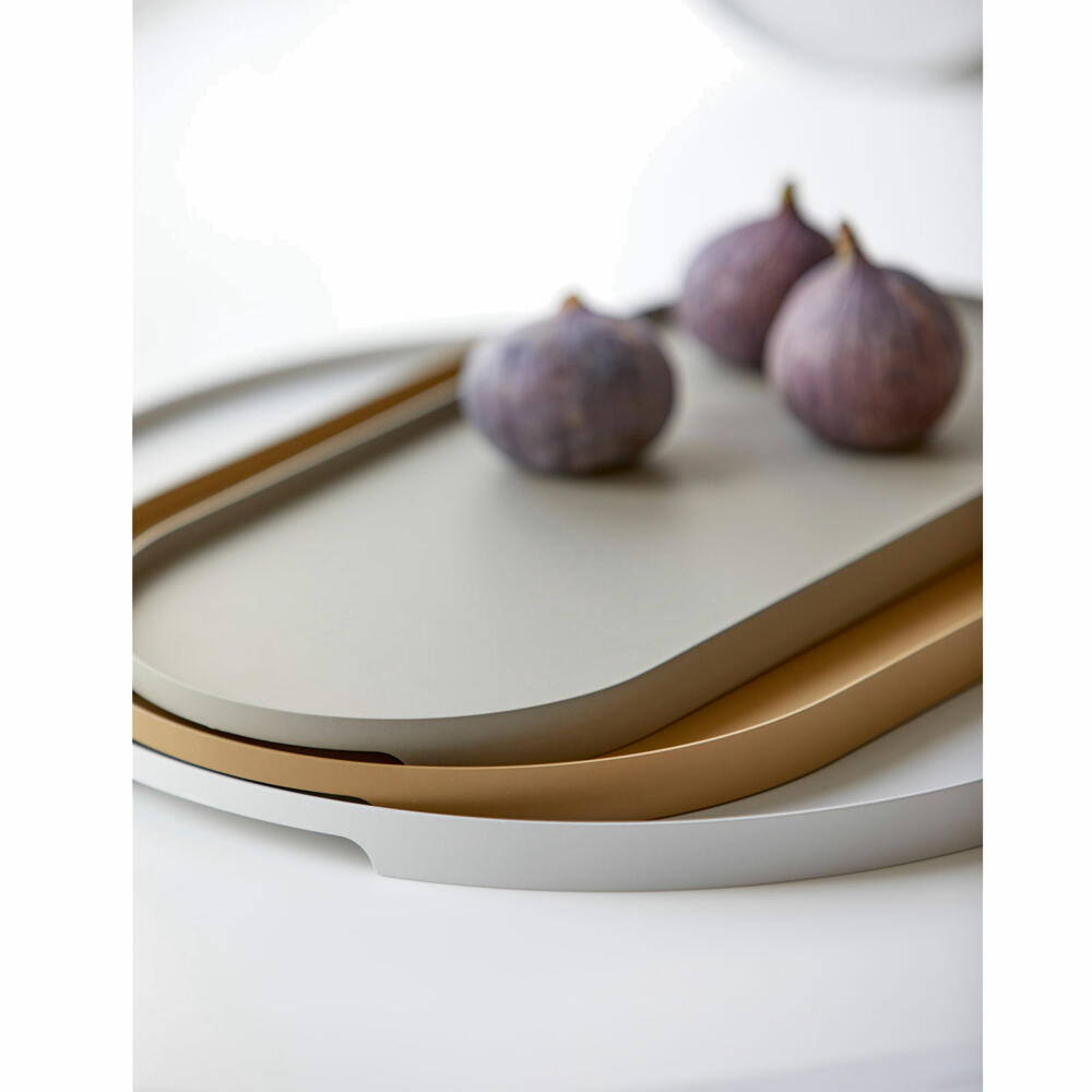 Zone Denmark Tray Singles, Oval, Serving Tray, Decorative Tray, Metal / Iron, Mud, 35 x 16 cm, 12960