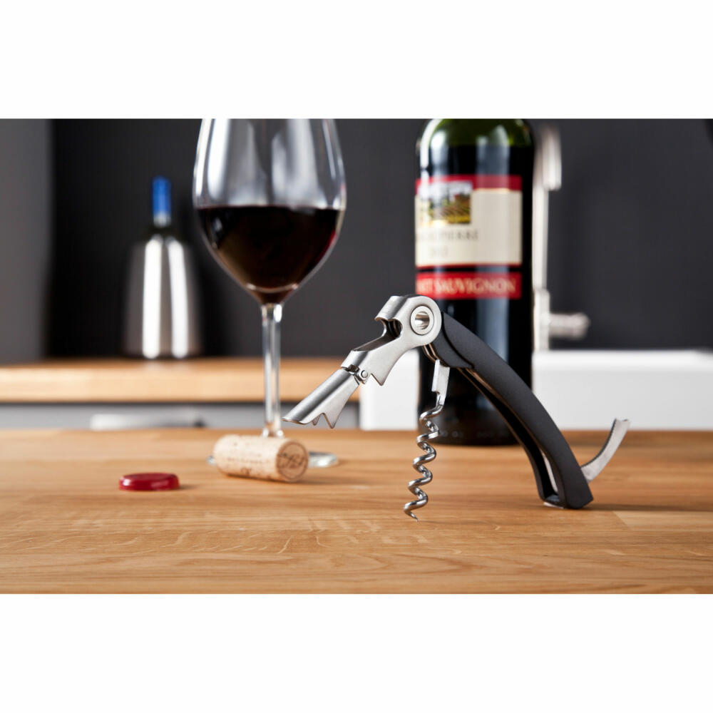 Vacu Vin Waiter's Knife, Bottle Opener, Corkscrew, Waiter's Tool, Plastic, Stainless Steel, Black, 68514606