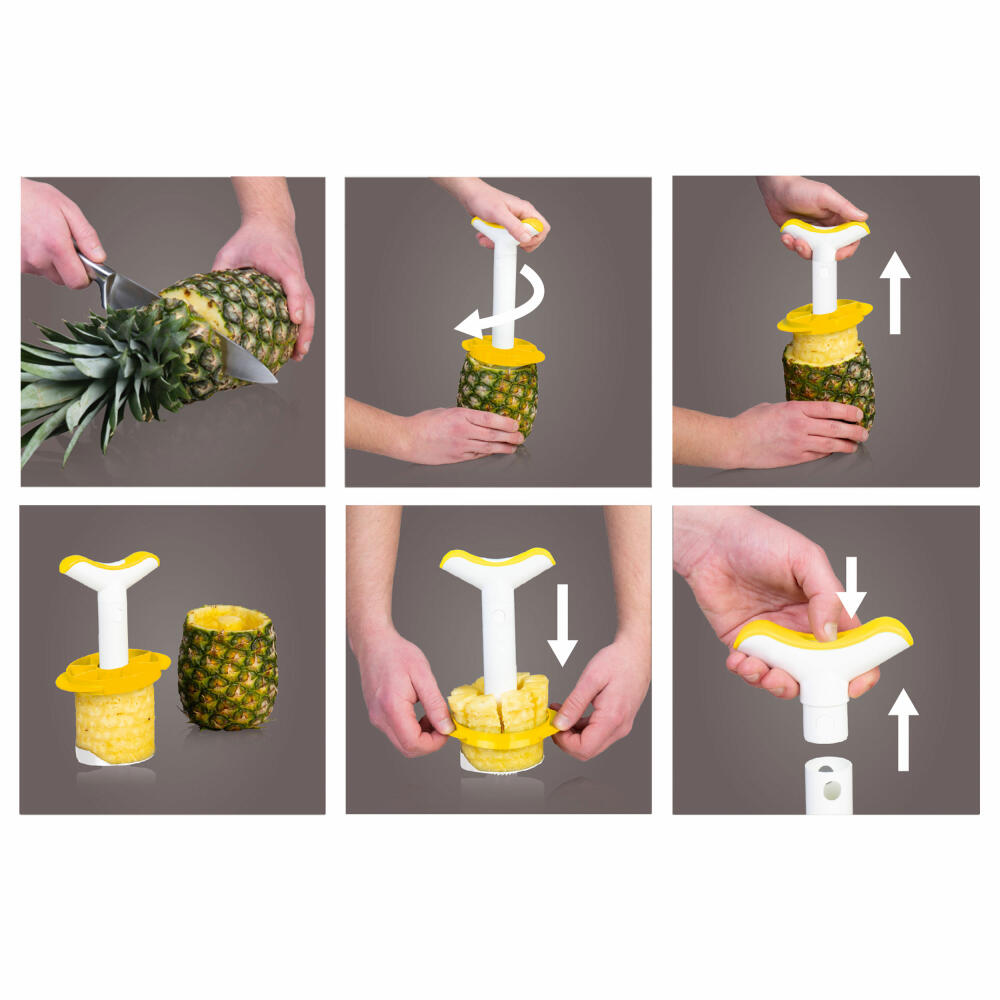 Vacu Vin Pineapple Cutter and Divider, Pineapple Cutter, Pineapple Divider, Pineapple Corer, White / Yellow, 4863260