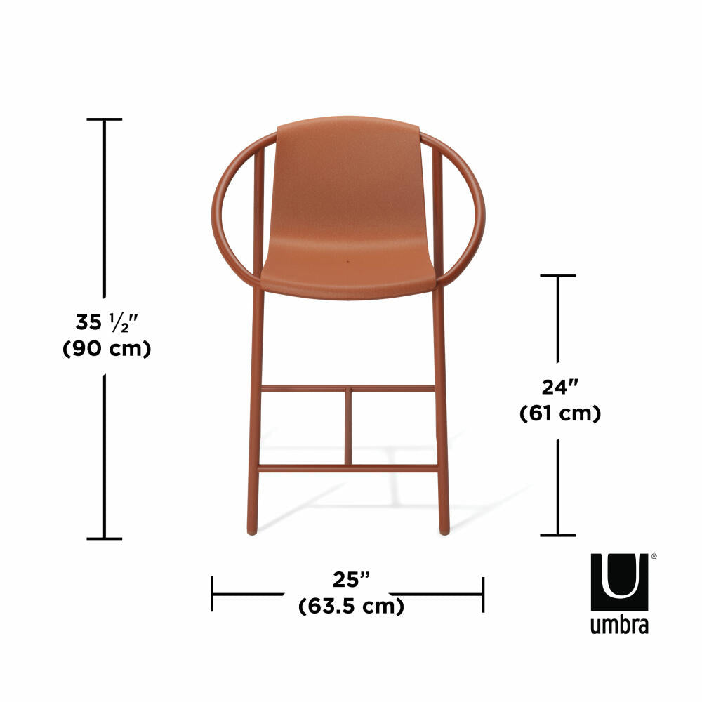 Umbra Barstuhl Ringo, Barhocker, hoher Stuhl, Stahl, Kunststoff, Terracotta Braun, 90 cm, 1020873-1258