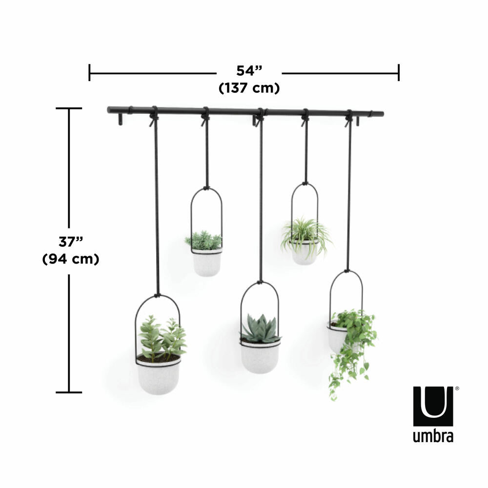 Umbra Vase Triflora 5er-Set, Hängeblumentopf, Wandvase, Blumenampel, Stahl, Weiß, 1018086-660