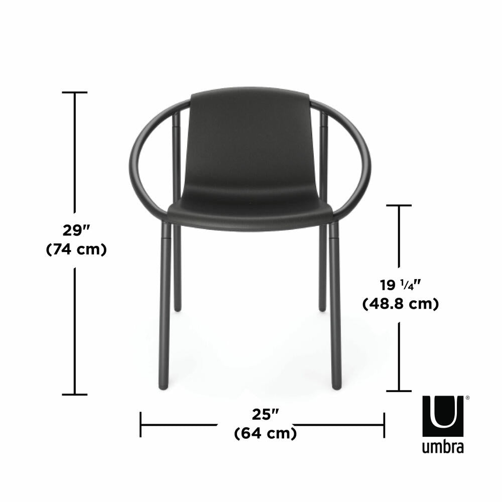 Umbra Stuhl Ringo, Esszimmerstuhl,Terassenstuhl, Stahl, Kunststoff, Schwarz, 55 x 64 x 74 cm, 1018223-040