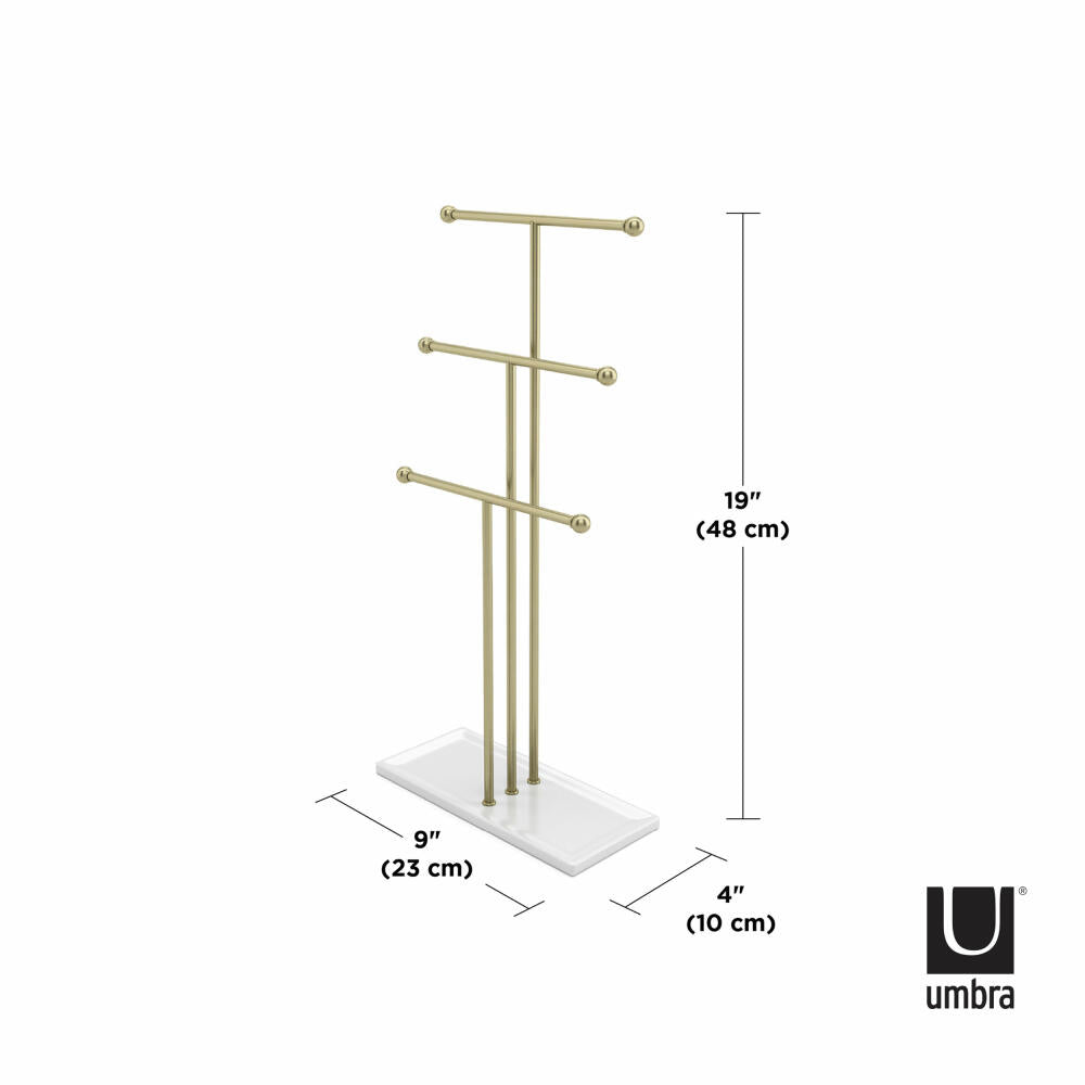 Umbra Schmuckbaum Trigem, Schmuckständer, Stahl, Weiß / Messing, 48 cm, 1017310-524