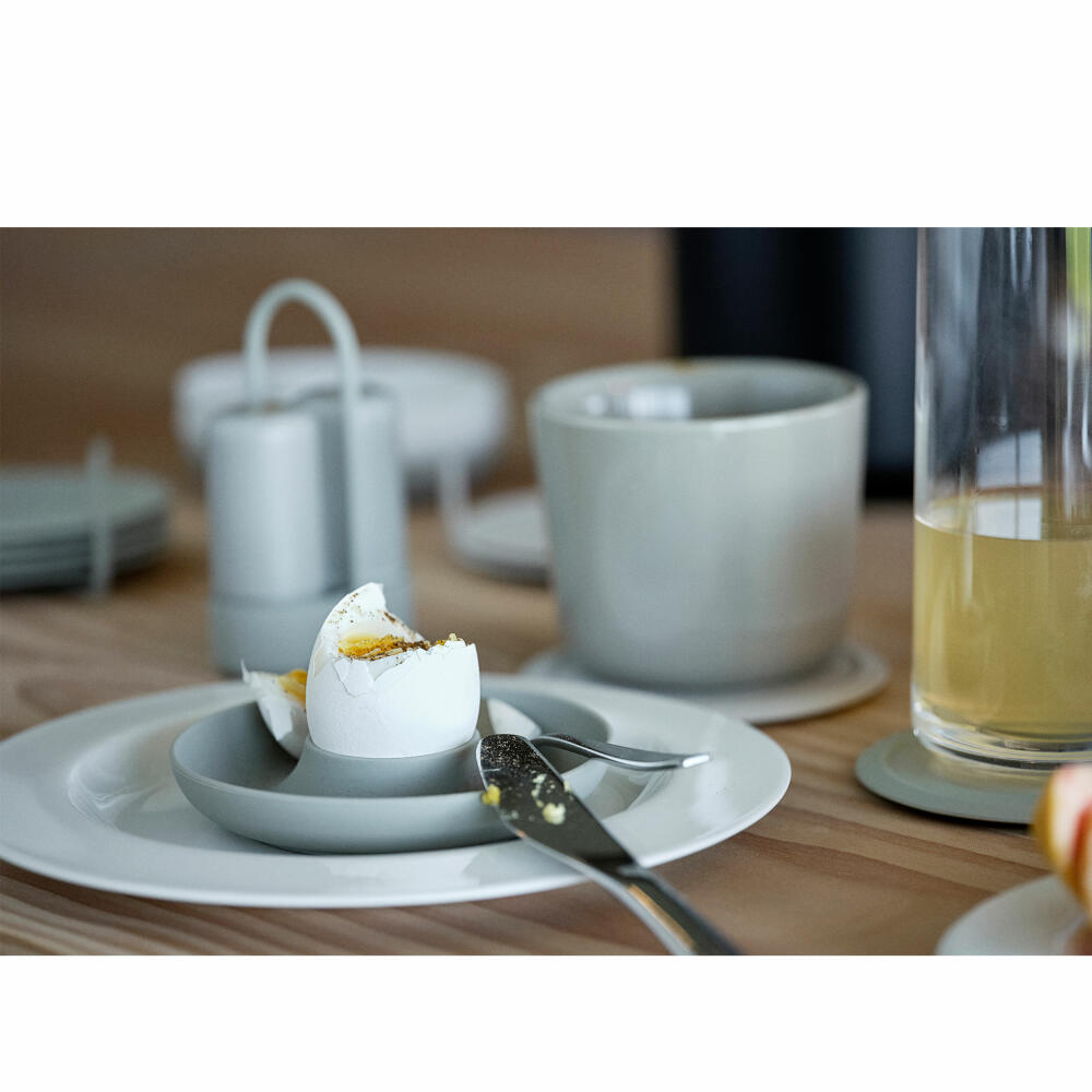 Zone Denmark Egg Cup Singles, set of 4, with holder, egg holder, egg cup, silicone / metal, warm grey, 332023