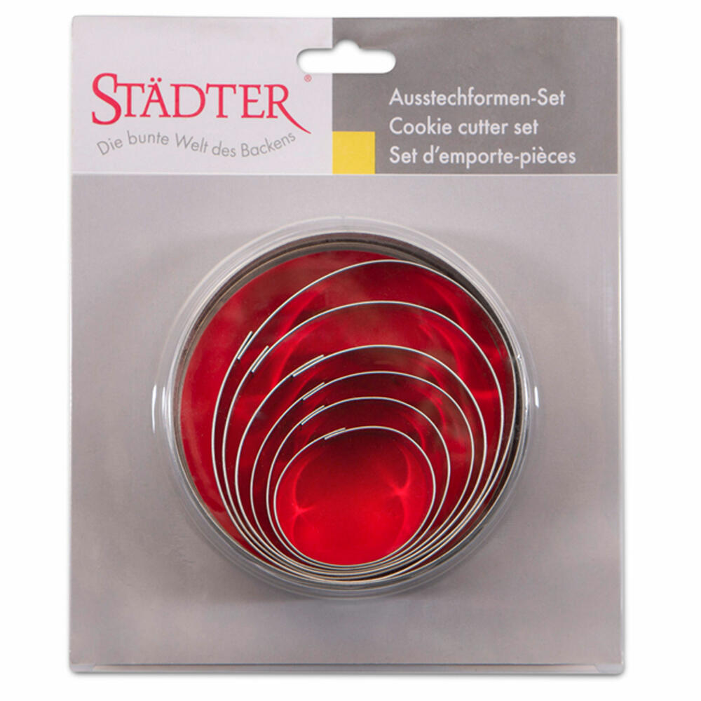 Städter oval cookie cutter, 6 pcs., cookie cutter, cookie mold, biscuit, cookies, stainless steel, 008083