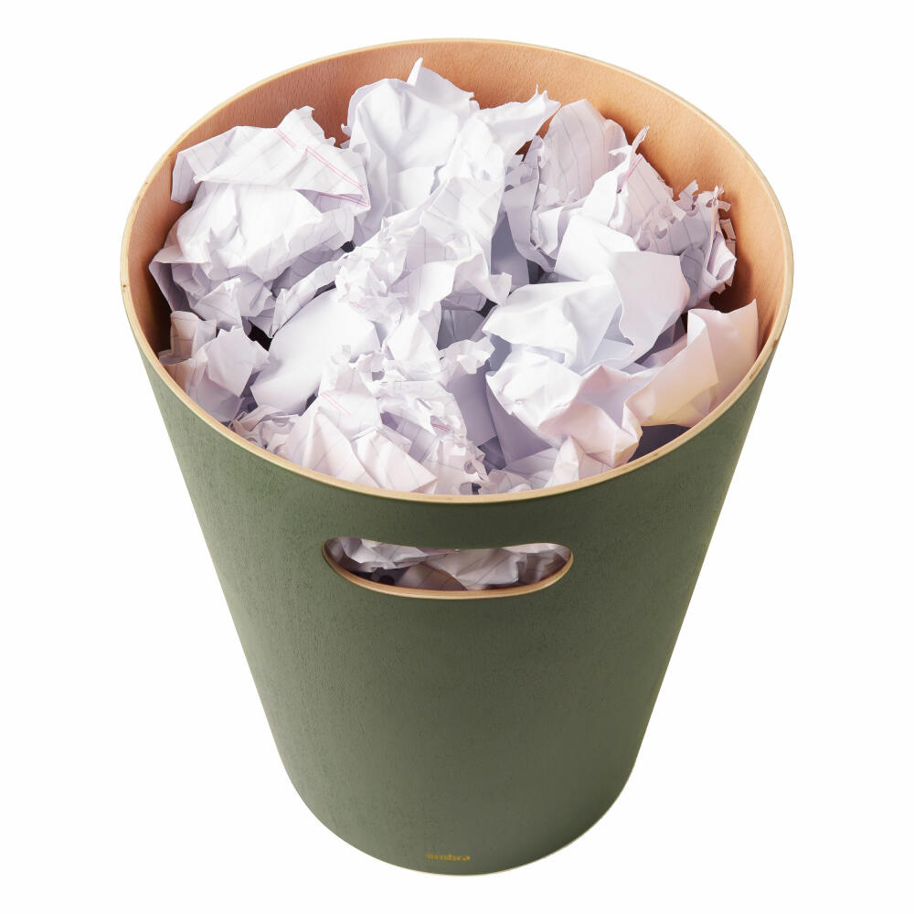 Umbra Woodrow waste bin, waste bin, waste basket, wastepaper basket, wood, natural / fir green, 7.5 L, 082780-1095
