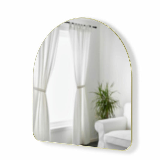 Umbra Hubba wall mirror, curved hanging mirror, mirror glass, brass, 86 x 91 cm, 1017061-104