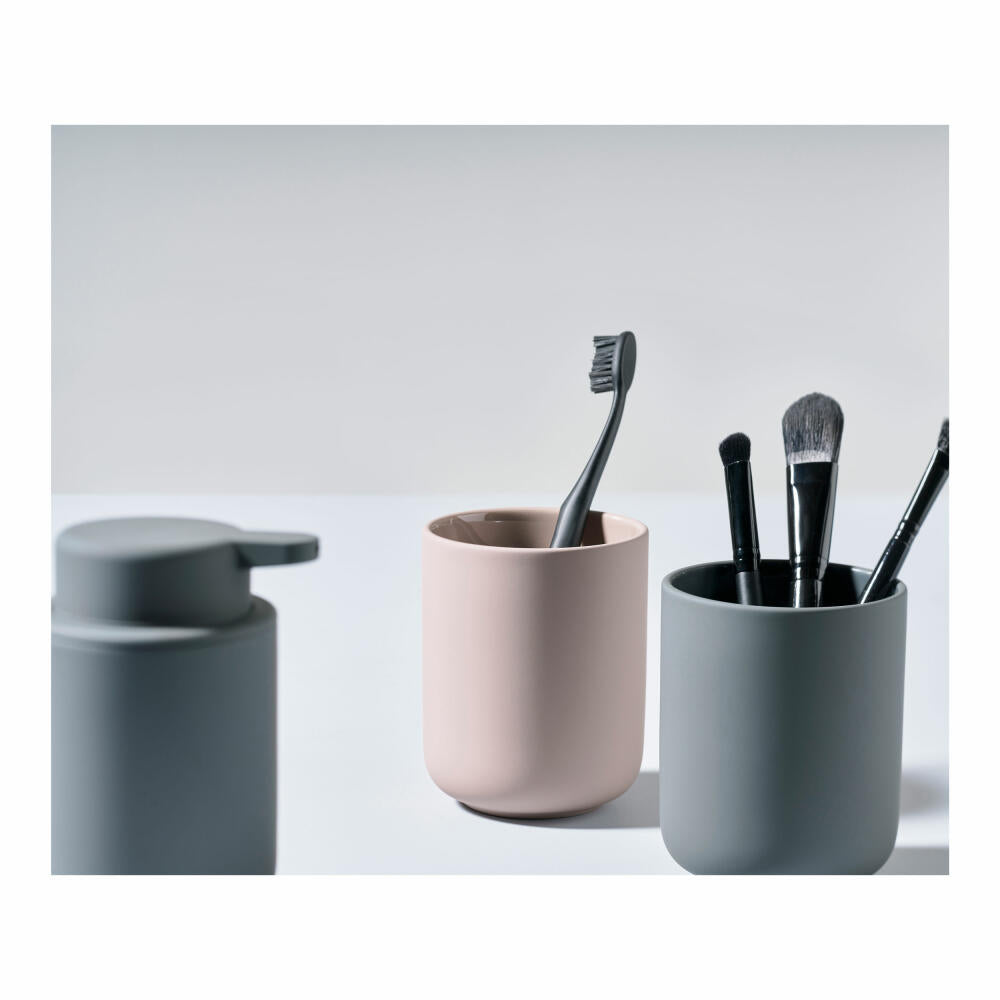 Zone Denmark Toothbrush Cup Ume, Toothbrush Cup, Stoneware, Grey, H 10.3 cm, 330398