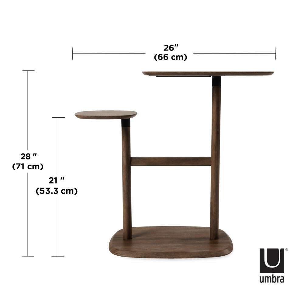 Umbra Beistelltisch Swivo, Nachttisch mit Ablage, Buchenholz, Walnuss Antik, 72 x 36 x 75 cm, 1013759-746