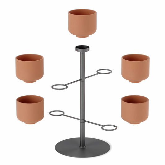 Umbra Blumenständer Terrapotta, mit 5 Übertöpfen 7.5 cm, Blumentopf, Metall, Terracotta, 1015664-624