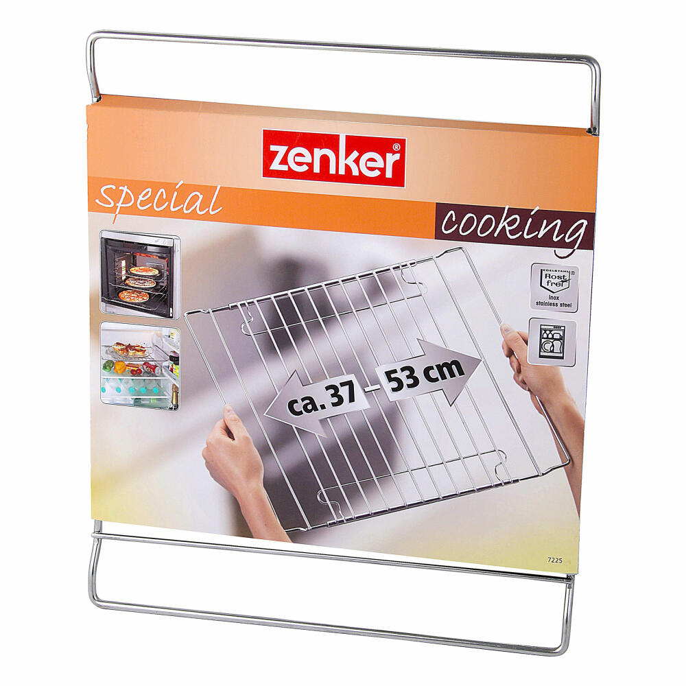 Zenker Special Cooking Universals-Backofenrost Ausziehbar, Backofen Rost, Ofenrost, Edelstahl, Silber, L 37 - 57 cm, 7225