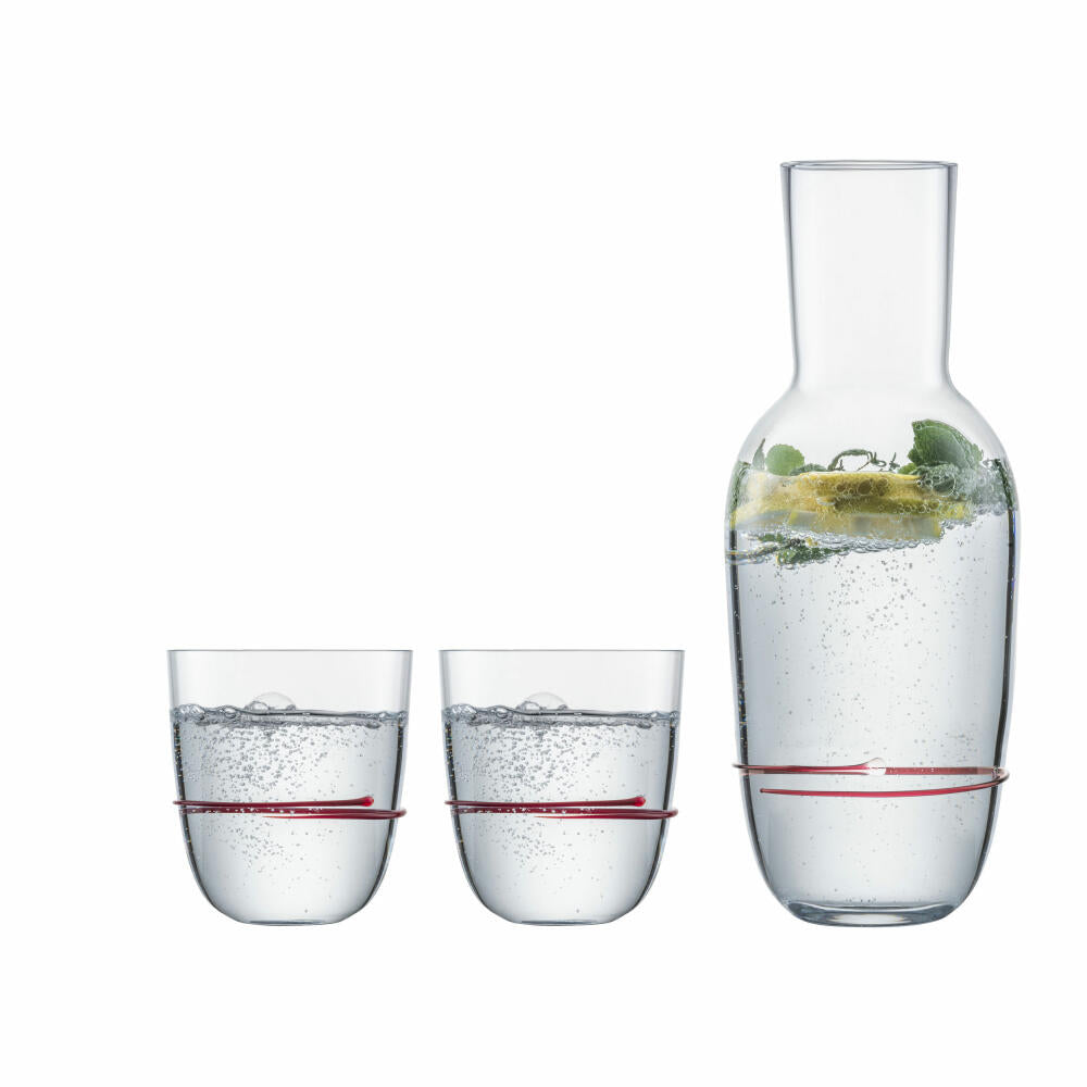 Zwiesel Glas Handmade Drinks Set Aura Red 3-piece, Carafe + 2 Cups, 750 ml, 121692