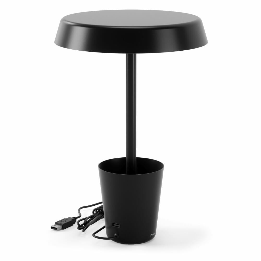 Umbra Tischlampe Cup, Smarte Schreibtischlampe mit Organizer, Stahl, Schwarz, 1018258-040