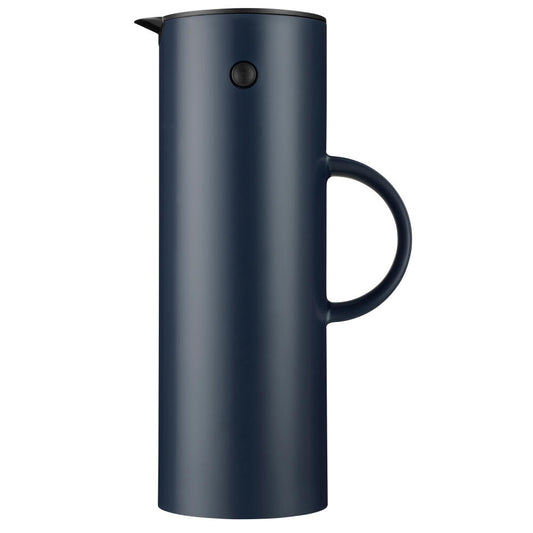 Stelton Isolierkanne EM77, Thermokanne, ABS Kunststoff, Glas, PP Kunststoff, POM Kunststoff, TPE Kunststoff, Soft Deep Ocean, 1 L, 995-5