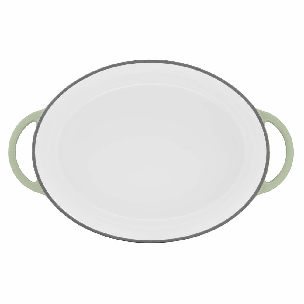 Tefal Lov Ovaler Bräter, Schmortopf, Kochtopf, Induktionsgeeignet, Gusseisen, Hellgrün, 34 cm, E25806