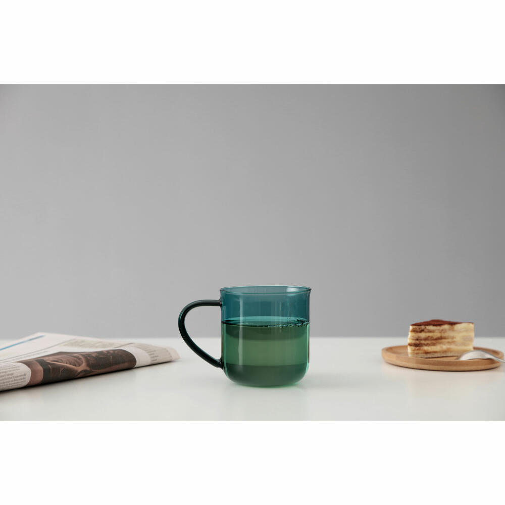 VIVA Minima Coloured Glass Cup Eva, Cup, Tea Cup, Coffee Cup, Glass, Blue, 400 ml, V83047