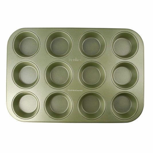 Zenker 12-cup muffin tin Green Vision, baking tin, sheet steel, Sparkling Green, 38 x 26 cm, 7456