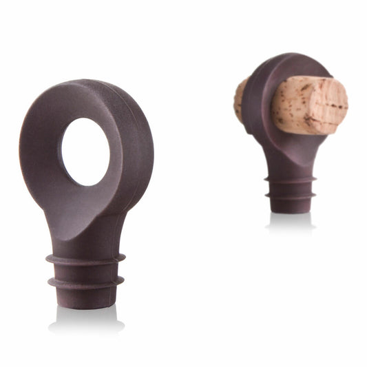 Vacu Vin bottle stopper set of 2, wine stopper, bottle closure, silicone, brown, 08875606