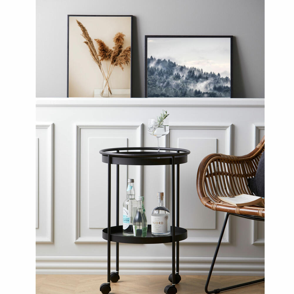 Zone Denmark Bar Cart Rocks, with wheels, serving cart, home bar, minibar, metal, black, H 57 cm, 12402