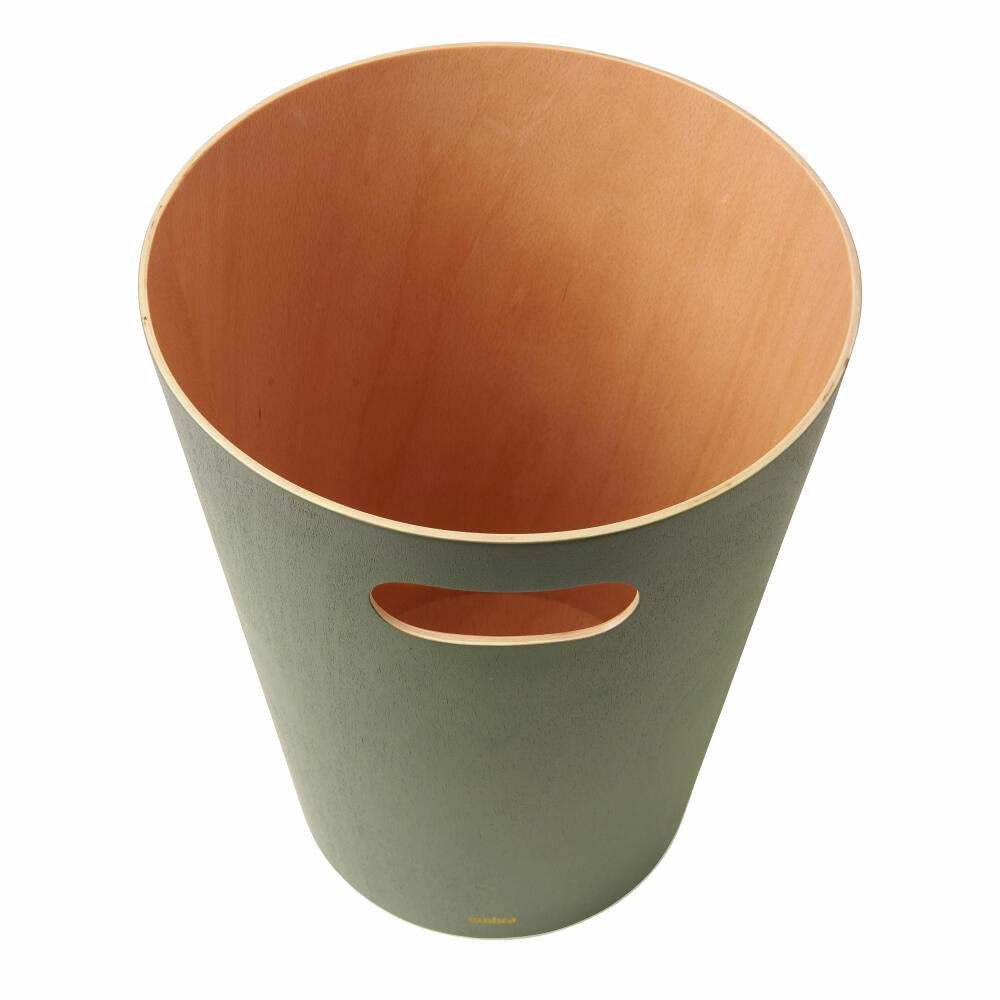 Umbra Woodrow waste bin, waste bin, waste basket, wastepaper basket, wood, natural / fir green, 7.5 L, 082780-1095