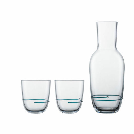 Zwiesel Glas Handmade Drinks Set Aura Emerald Green 3-piece, Carafe + 2 Cups, 750 ml, 121695