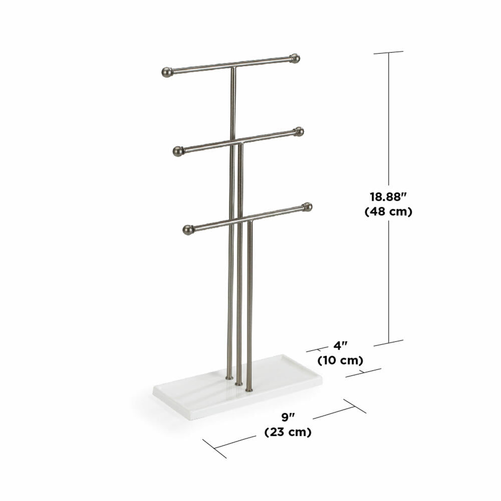 Umbra Trigem Jewelry Tree, Jewelry Stand, Steel, White / Nickel, 48 cm, 1017310-491