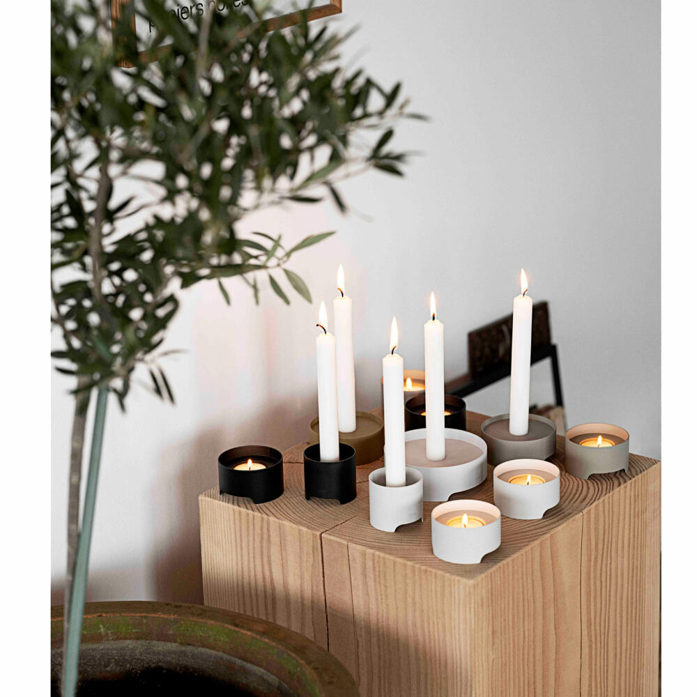 Zone Denmark Tealight Holder Singles, Candle Holder, Candlestick, Metal, Warm Grey, Ø 7.5 cm, 26578