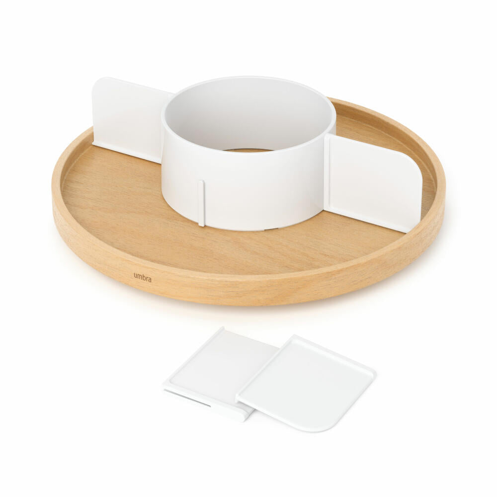 Umbra Organizer Bellwood, Lazy Susan, Drehteller, Pappelholz, Kunststoff, Weiß, Natur, 30 cm, 1019936-668