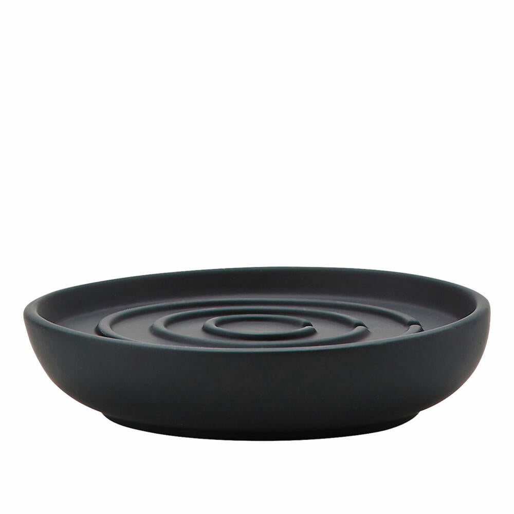 Zone Denmark Soap Dish Nova, Soap Tray, Soap Holder, Porcelain, Black, Ø 11 cm, 330099