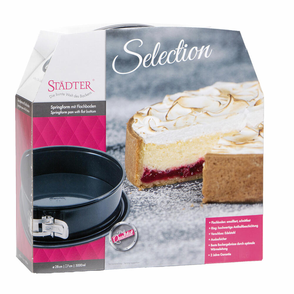 Städter Selection springform pan, with flat base, baking pan, cake pan, cake baking pan, metal, Ø 28 cm, 880047