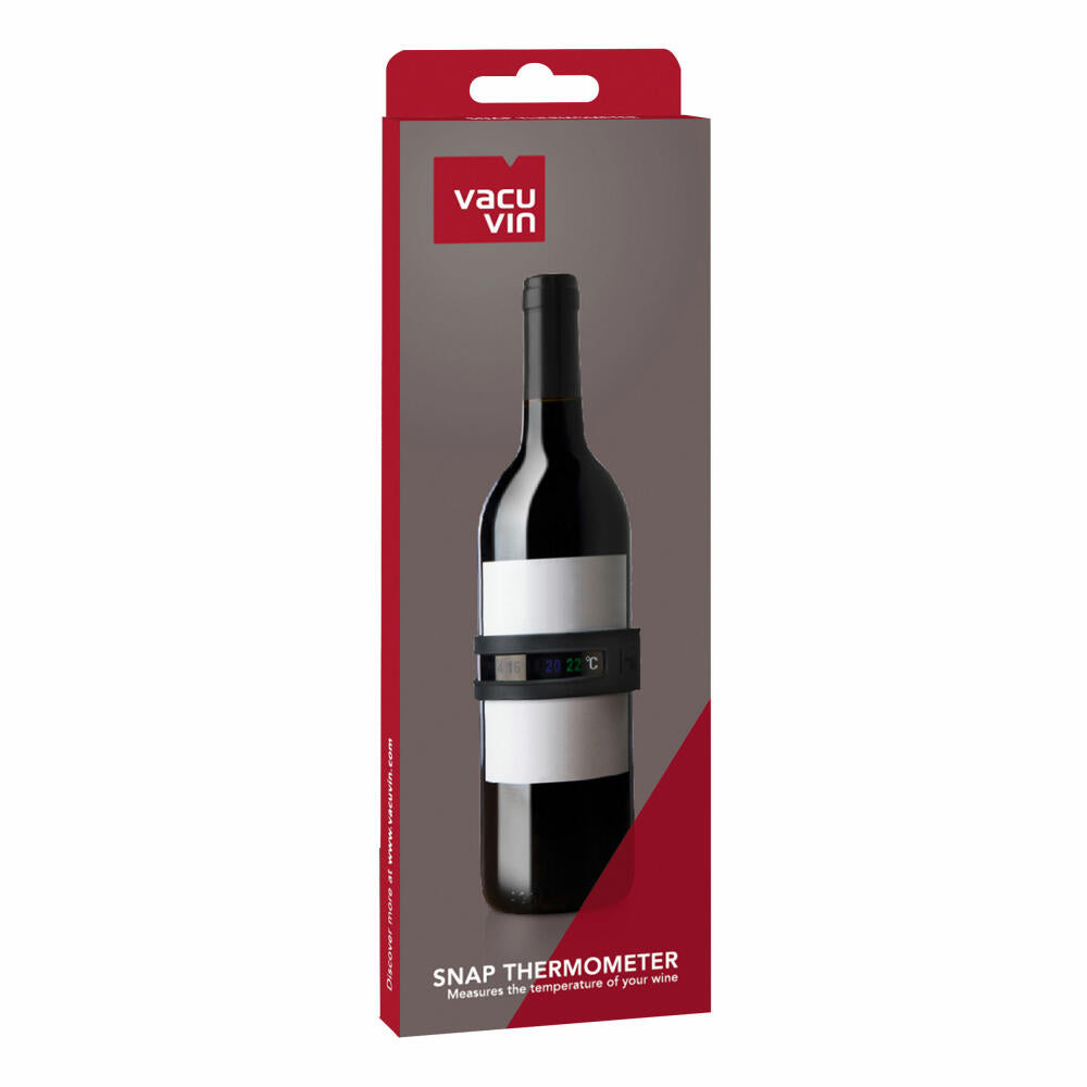 Vacu Vin wine thermometer, clip-on thermometer, wine temperature gauge, silicone, Thermostrip, steel, grey, 3630360