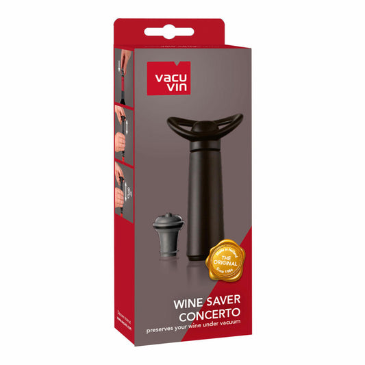 Vacu Vin Weinpumpe Concerto mit Stopfen, Wine Saver, Vakuumpumpe, Kunststoff, Edelstahl, Schwarz, Grau, 09872606