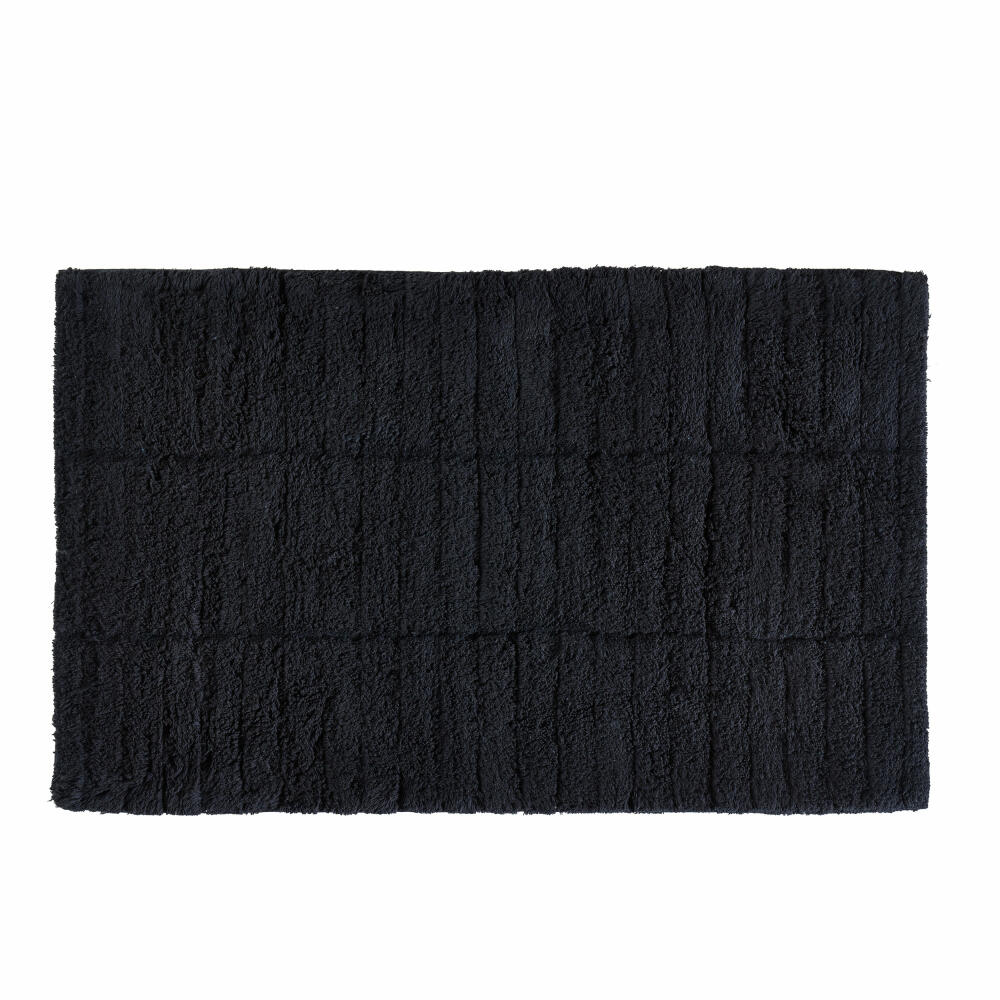 Zone Denmark Bath Mat Tiles, Bath Carpet, Bath Rug, Shower Mat, Cotton, Black, 80 x 50 cm, 331847