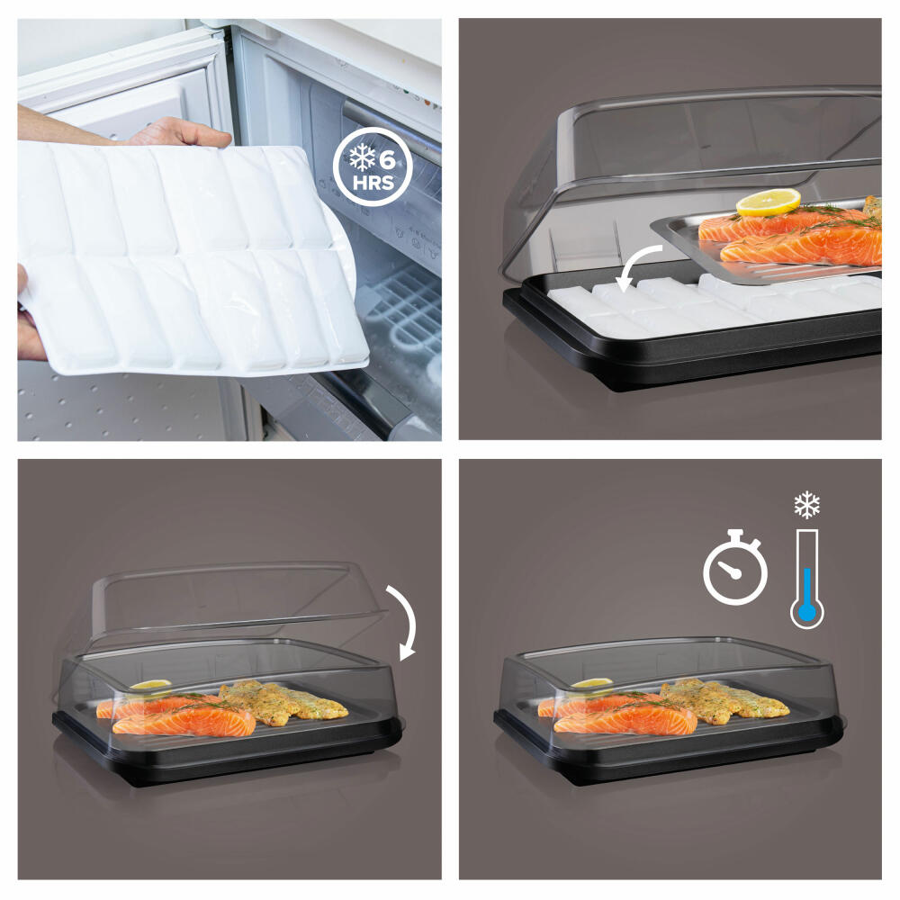 Vacu Vin cooling plate with active cooler, cool box with ice pack, plastic, black, 3548360