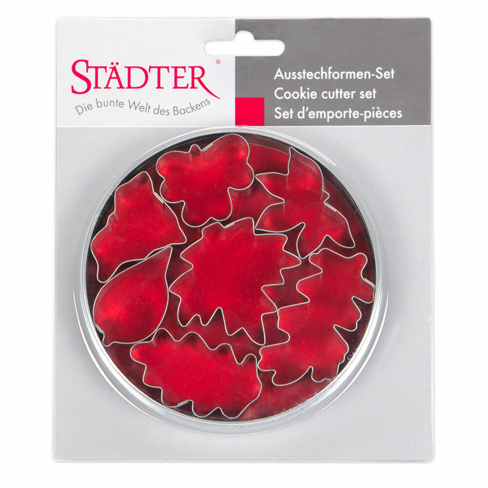 Städter cookie cutter leaves set, 7 pcs., cookie cutter, cookie mold, biscuit, cookies, tinplate, 023338