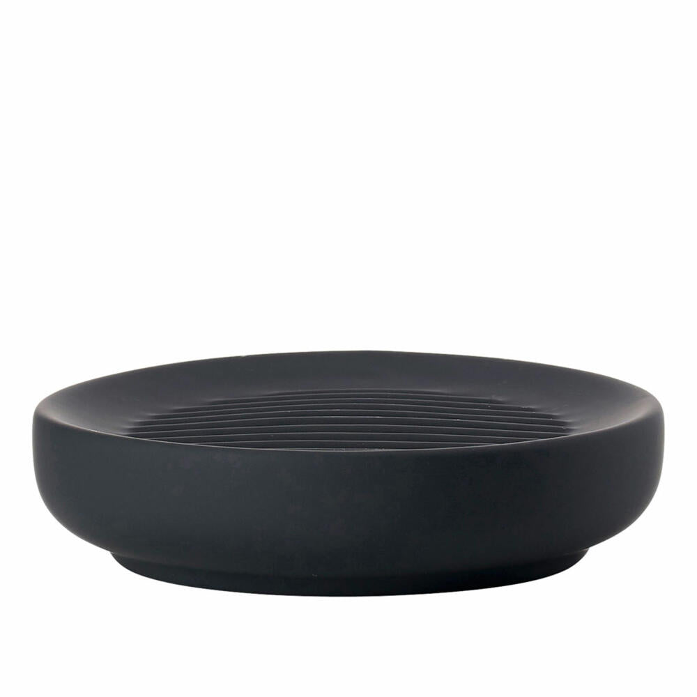 Zone Denmark Soap Dish Ume, Soap Tray, Soap Holder, Stoneware, Black, Ø 12 cm, 331206