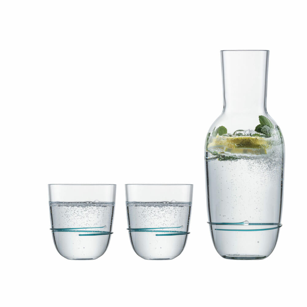 Zwiesel Glas Handmade Drinks Set Aura Emerald Green 3-piece, Carafe + 2 Cups, 750 ml, 121695