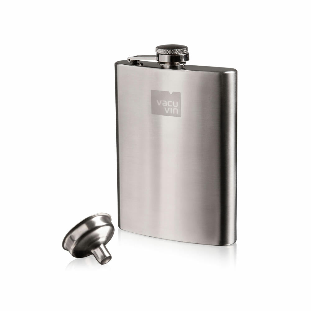 Vacu Vin hip flask with filling funnel, liquor bottle, canteen, stainless steel, silver, 78633606