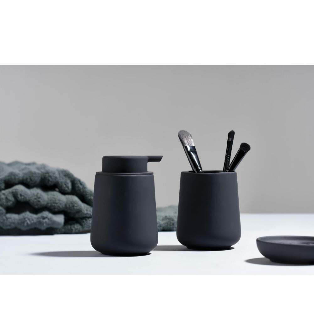 Zone Denmark Toothbrush Cup Nova One, Toothbrush Cup, Stoneware, Black, H 10 cm, 330161