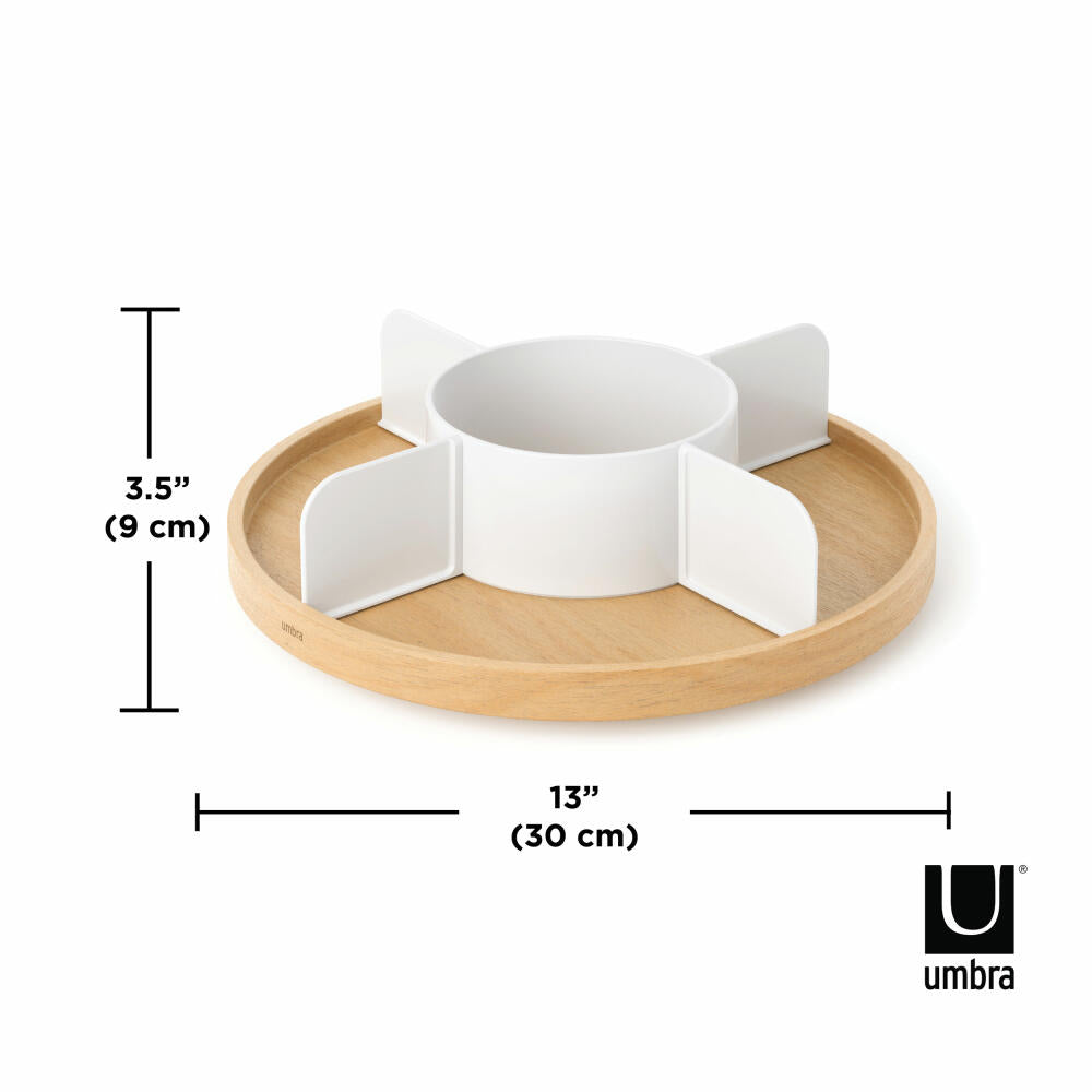 Umbra Organizer Bellwood, Lazy Susan, Drehteller, Pappelholz, Kunststoff, Weiß, Natur, 30 cm, 1019936-668