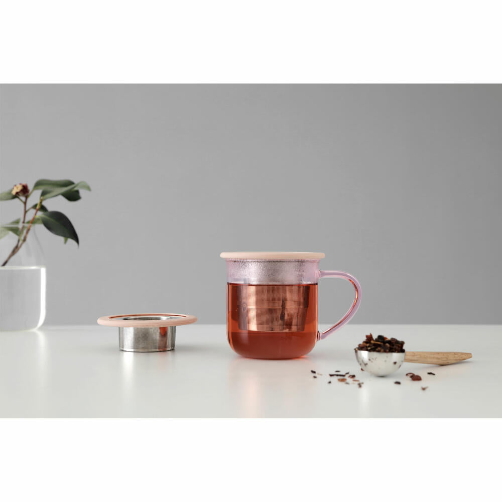 VIVA Minima Coloured Glass Cup Eva, Cup, Tea Cup, Coffee Cup, Glass, Pink, 400 ml, V83049