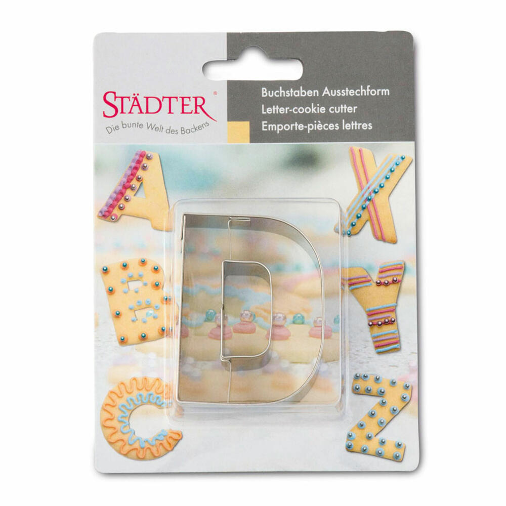 Städter cookie cutter letter D, cookie cutter, cookie mold, biscuit, cookies, stainless steel, 6.5 cm, 112735