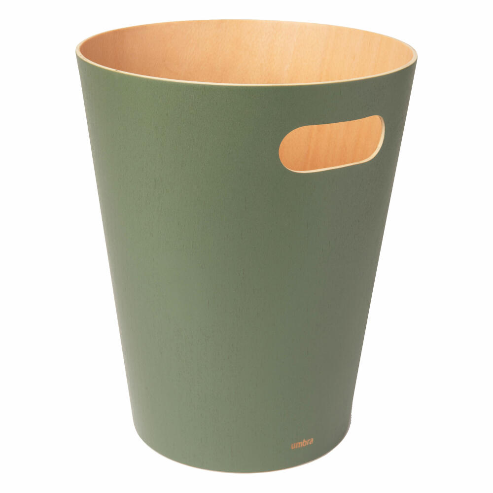Umbra Woodrow waste bin, waste bin, waste basket, wastepaper basket, wood, natural / fir green, 7.5 L, 082780-1095