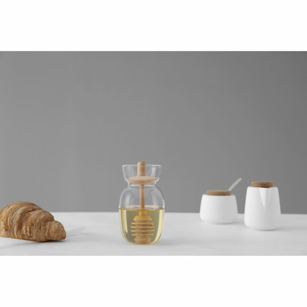 VIVA Minima honey jar, with wooden spoon, storage jar, borosilicate glass, 300 ml, V32400