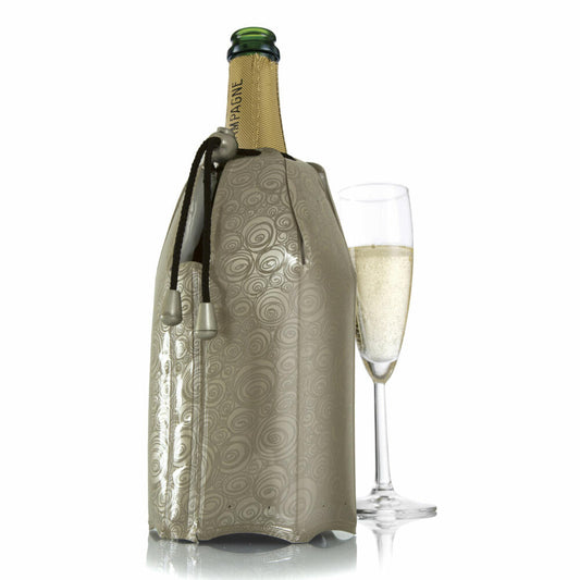 Vacu Vin Active Champagne Cooler Motif Platinum, Bottle Cooler, Cooling Jacket, Cooling Cuff, Plastic, Cooling Gel, Platinum, 38855626