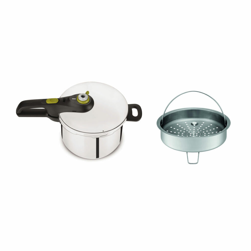 Tefal Secure 5 Neo Schnellkochtopf, mit Korb, Kochtopf, Topf, induktionsgeeignet, Edelstahl, 6 L, YS22Q25