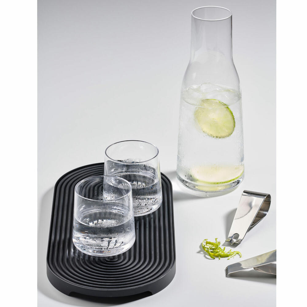 Zone Denmark Cocktail Mat Rocks, Oval, Bar Runner Mat, Drip Mat, Bar Accessories, Silicone, Black, 34 x 15 cm, 13650