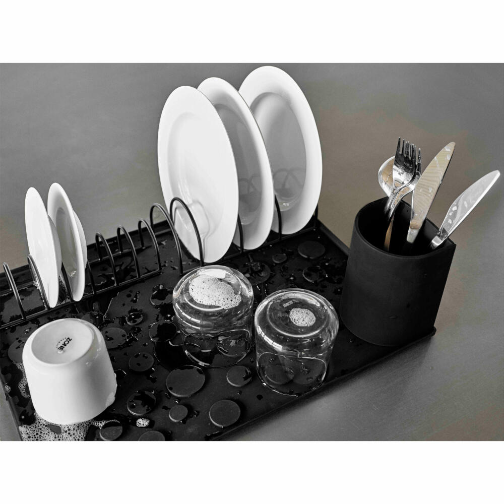 Zone Denmark draining mat set DIISH, 4-piece, dish rack, draining mat, draining rack, silicone / metal, black, 26658