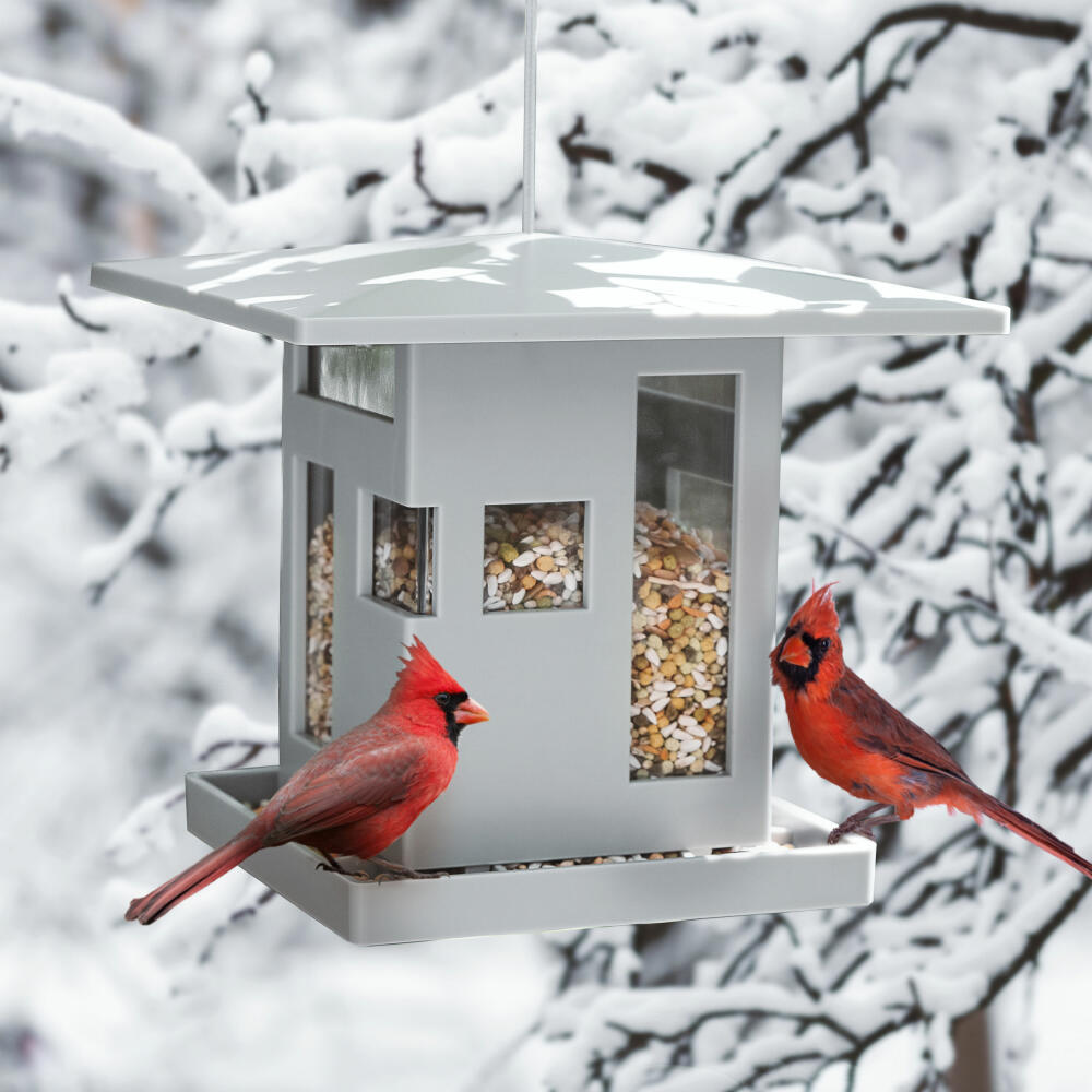 Umbra Vogelhaus Bird Cafe, Vogelfutterspender, Kunststoff, Grau, 23 cm, 1018220-918