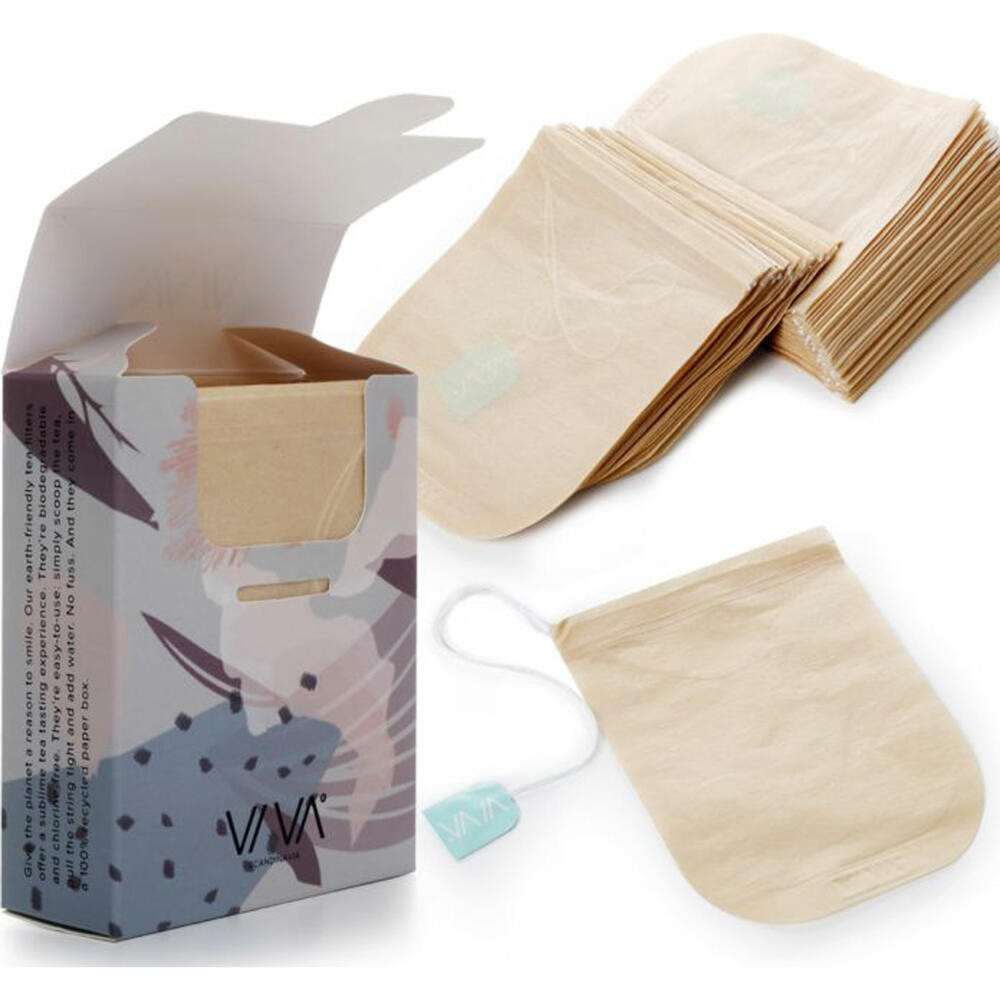 VIVA Papier-Teefilter Box, Einwegfilter, Tee Filter, Filterpapiertüte, Filterpapier, 50 Stück, V83100